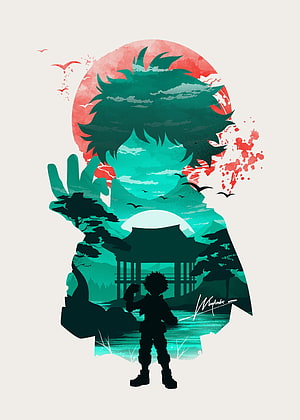 Deku My Hero Academia Double Exposure Landscape Artwork HD phone wallpaper