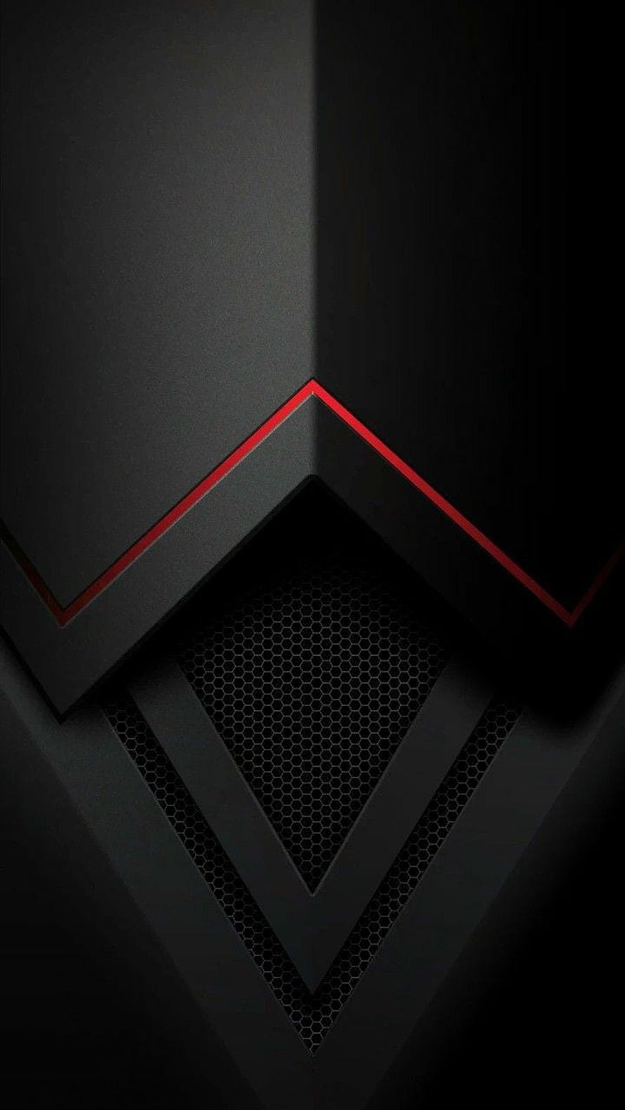 ROG Phone Dark Geometric Design with Red Accent and Hexagonal Mesh Pattern HD phone wallpaper