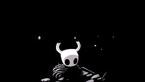 Hollow Knight Protagonist in Dark Void with Floating Particles HD wallpaper