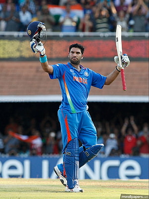 Yuvraj Singh Celebrating a Century in India Cricket Jersey HD phone wallpaper