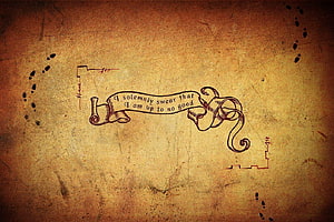 Harry Potter Marauder's Map Oath Scroll on Aged Parchment Background HD wallpaper