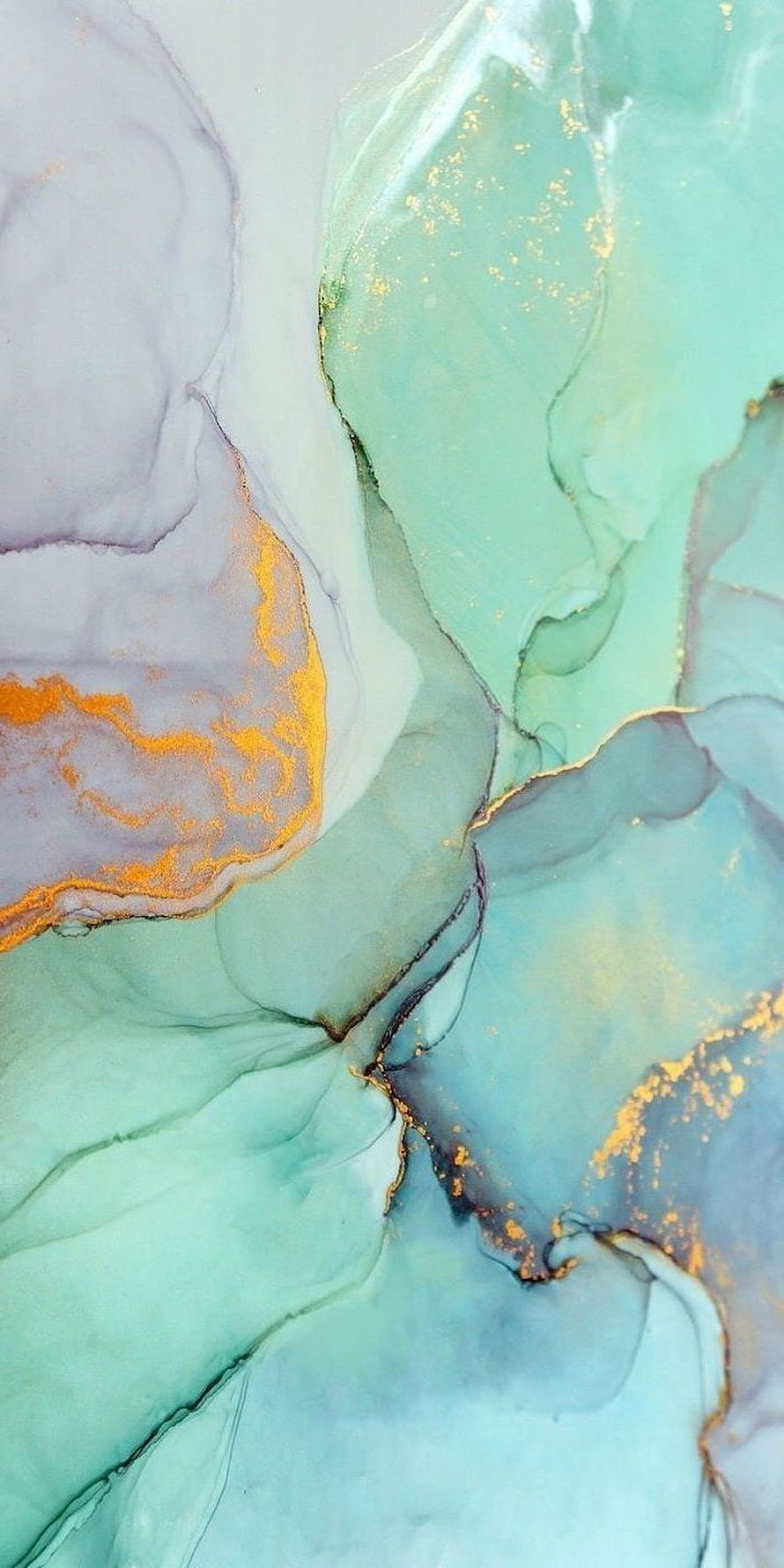 Abstract Fluid Art with Turquoise, Lavender, and Gold Accents HD phone wallpaper