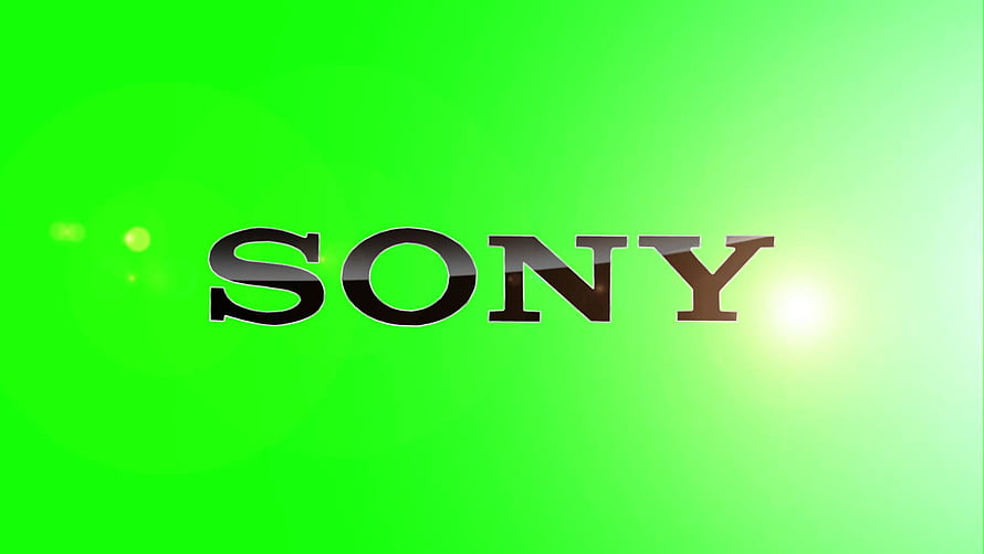 Sony Brand Logo on Vibrant Green Gradient Background with Lens Flare Effect HD wallpaper