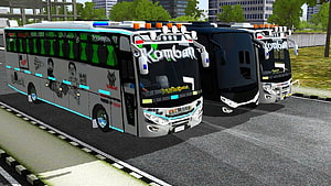 Komban Bus Simulator Indonesia 3D Render with Custom Livery and Urban Setting HD wallpaper