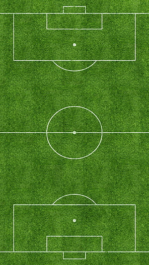 Aerial View of a Green Soccer Pitch with White Field Markings and Center Circle HD phone wallpaper