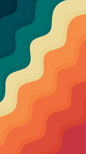 Abstract Wavy Gradient Wallpaper in Teal, Cream, and Warm Orange Tones HD phone wallpaper
