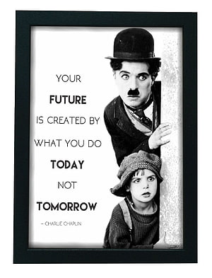 Charlie Chaplin and Little Boy Peeking from Behind a Wall in Classic Black and White HD phone wallpaper
