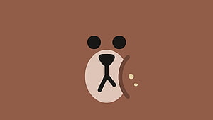 Minimalist Brown Bear Face Illustration with Flat Design Aesthetic HD wallpaper