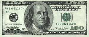 Close-up of a United States one hundred dollar bill featuring Benjamin Franklin HD wallpaper