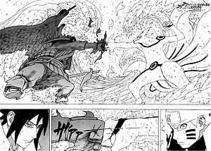 Naruto manga panel showing Sasuke and Naruto in intense combat with dynamic action lines HD wallpaper