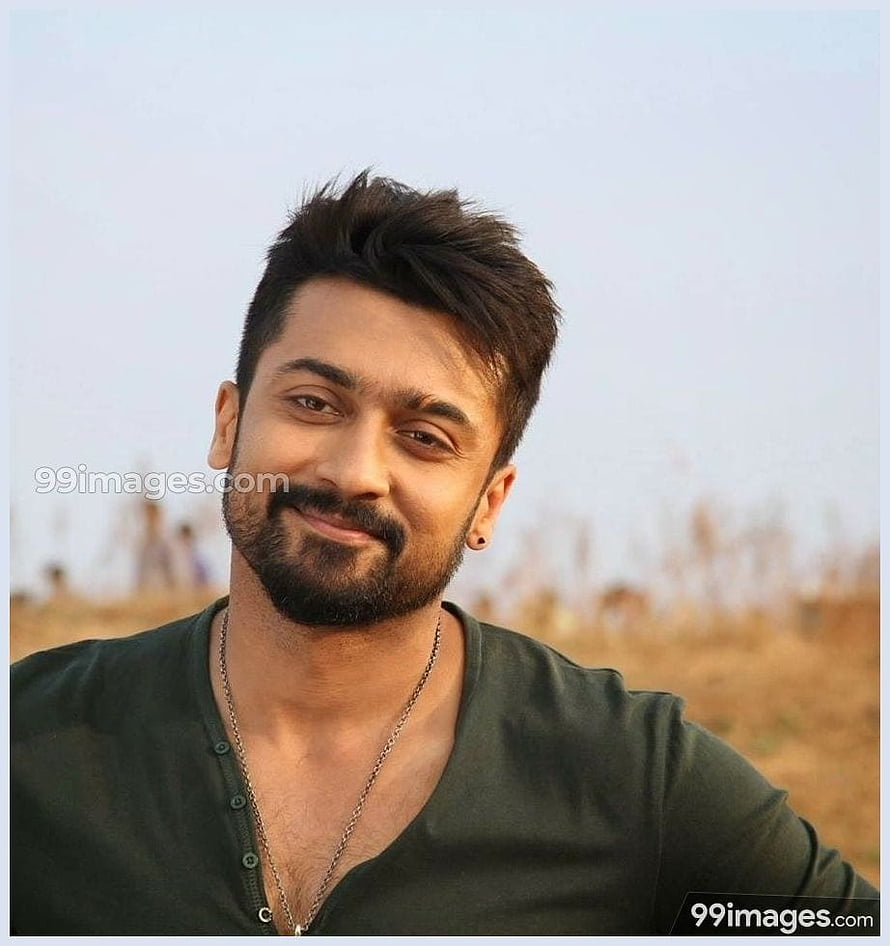 Surya Actor Portrait in Green Henley Shirt with Styled Hair and Beard HD phone wallpaper
