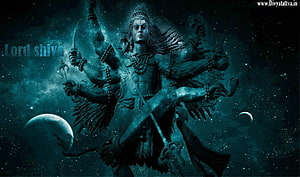 Lord Shiva Rudra Avatar Digital Art with Cosmic Nebula Background HD wallpaper