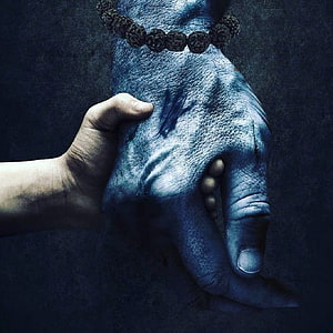 Lord Shiva Dark Portrait With Rudraksha Beads And Intense Blue Toned Hand Close Up HD wallpaper