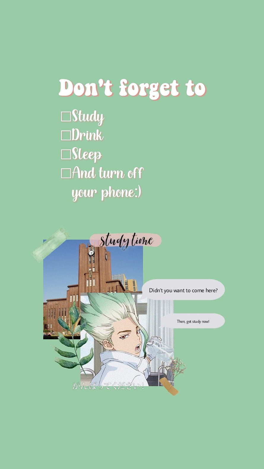 Anime Study Motivation Wallpaper with Checklist and Character Illustration HD phone wallpaper