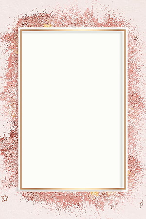 Elegant Rose Gold Glitter Frame with Gold Border on Soft Pink Background HD phone wallpaper