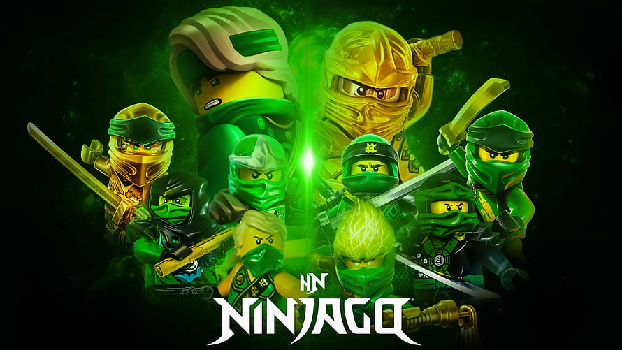 Lego Ninjago Lloyd Master of Energy Group Poster with Green and Gold Ninjas HD wallpaper