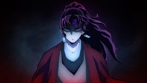 Yoriichi Tsugikuni from Demon Slayer in a Dark Atmospheric Anime Portrait HD wallpaper