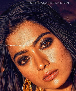 Rashmika Mandanna Close-Up Portrait with Dramatic Makeup and Golden Earring HD phone wallpaper
