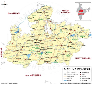 Detailed Road Map of Madhya Pradesh State in India with Cities and Highways HD wallpaper