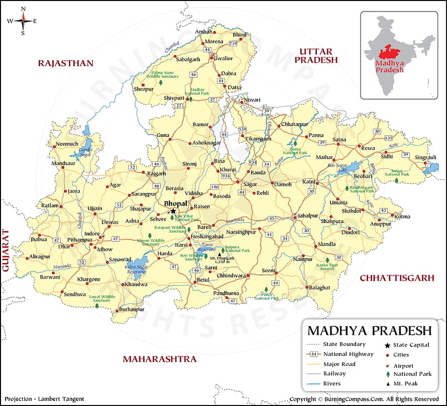 Detailed Road Map of Madhya Pradesh State in India with Cities and Highways HD wallpaper