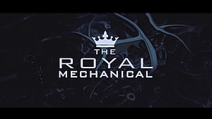 The Royal Mechanical Logo on Dark Abstract Mechanical Background HD wallpaper