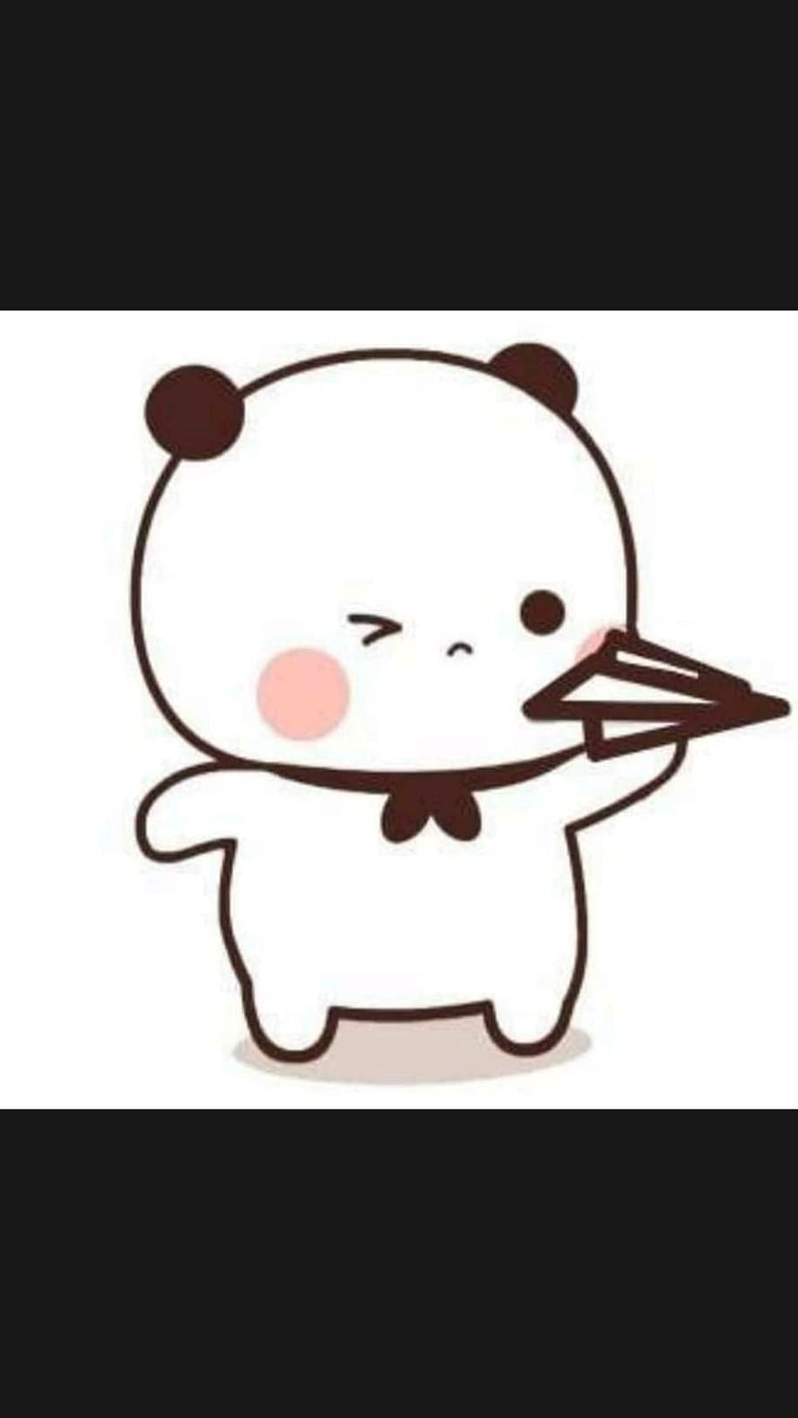Cute Dudu and Bubu Panda Character Blowing a Paper Airplane HD phone wallpaper