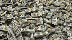 Piles of Bundled US Dollar Bills Scattered in a Wealthy Financial Landscape HD wallpaper