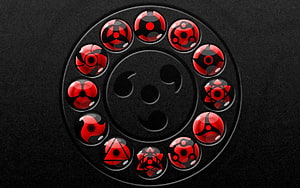 Naruto Sharingan and Rinnegan Eye Collection on Dark Background HD wallpaper