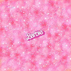 Barbie Glitter Aesthetic Wallpaper with Sparkling Pink Background and Logo HD phone wallpaper