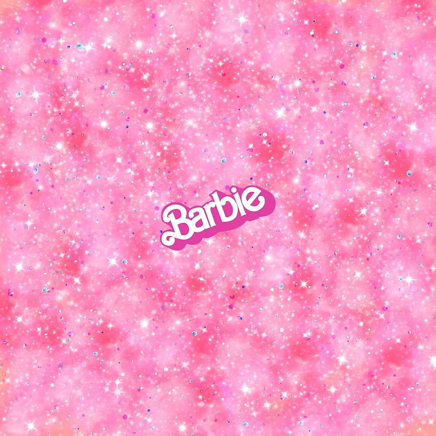 Barbie Glitter Aesthetic Wallpaper with Sparkling Pink Background and Logo HD phone wallpaper
