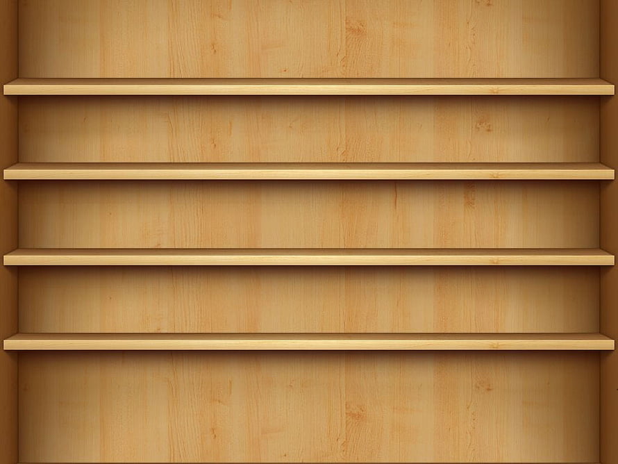 Minimalist Empty Wooden Bookshelf with Natural Grain Texture and Warm Tones HD wallpaper