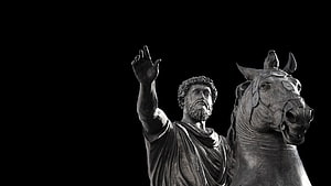 Marcus Aurelius Equestrian Statue in Dramatic Black and White HD wallpaper