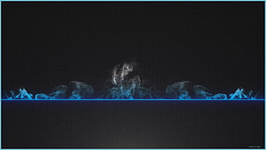 Minimalist Blue Smoke Rising on Dark Background with Neon Horizontal Line HD wallpaper
