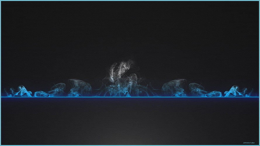 Minimalist Blue Smoke Rising on Dark Background with Neon Horizontal Line HD wallpaper