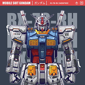 Mobile Suit Gundam RX-78-2 Front View Illustration with EFSF Markings and Dual Beam Rifles HD phone wallpaper