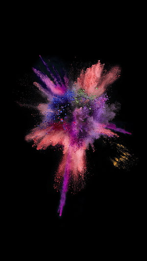 Vibrant Multicolored Powder Explosion on Black Background HD phone wallpaper