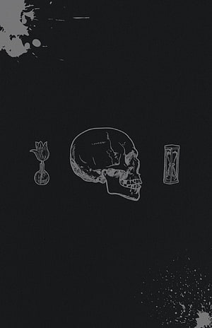 Memento Mori Skull Illustration with Stoic Symbols on Dark Background HD phone wallpaper
