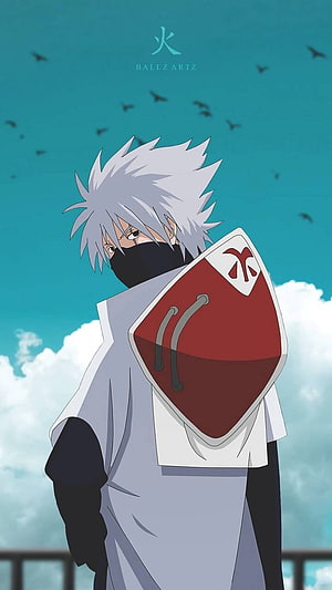 Kakashi Hatake as the Sixth Hokage in White Robe and Mask HD phone wallpaper