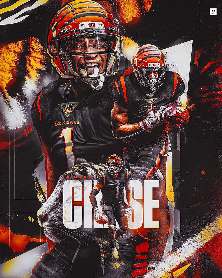 Jamarr Chase Cincinnati Bengals NFL Football Player Artwork HD phone wallpaper