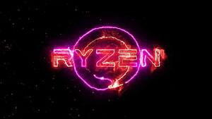 Ryzen Neon Logo with Electric Glow and Smoke Effects on Black Background HD wallpaper