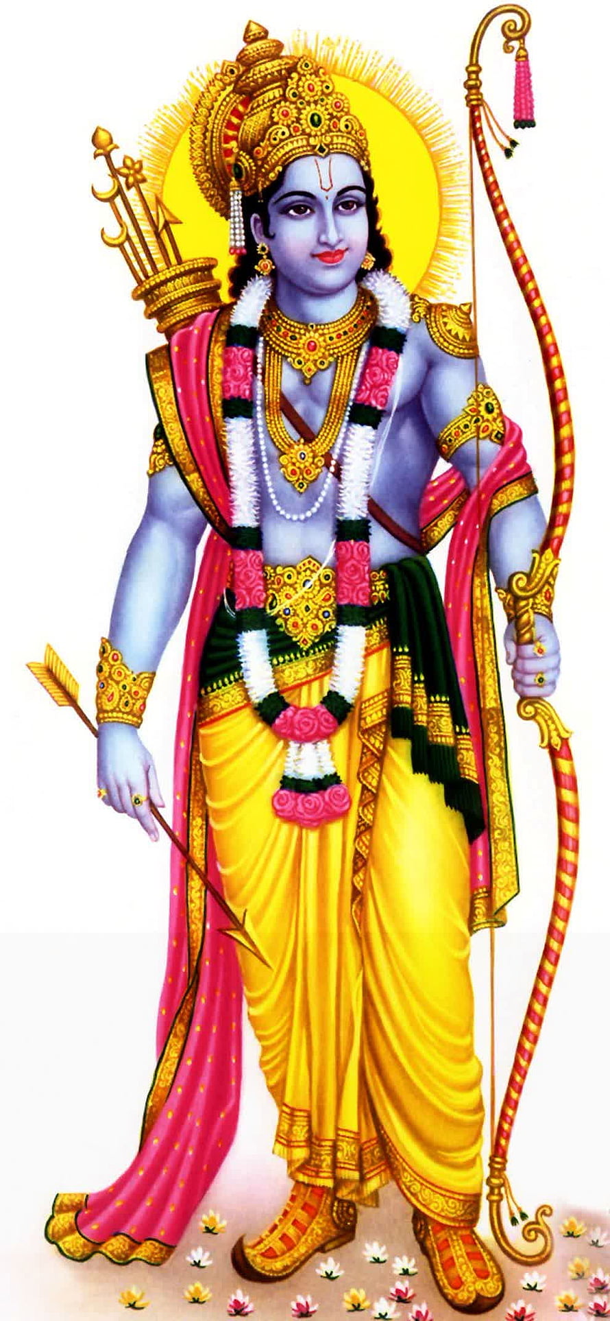 Lord Rama Standing with Bow and Arrow in Traditional Indian Art Style HD phone wallpaper