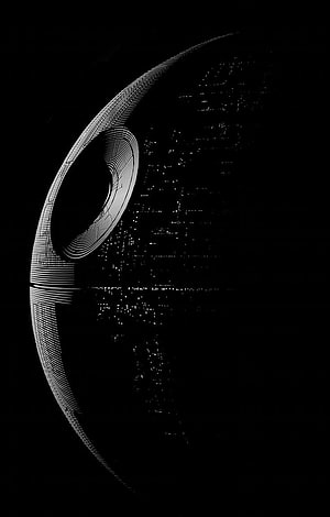 Rogue One Death Star Monochrome Digital Artwork HD phone wallpaper