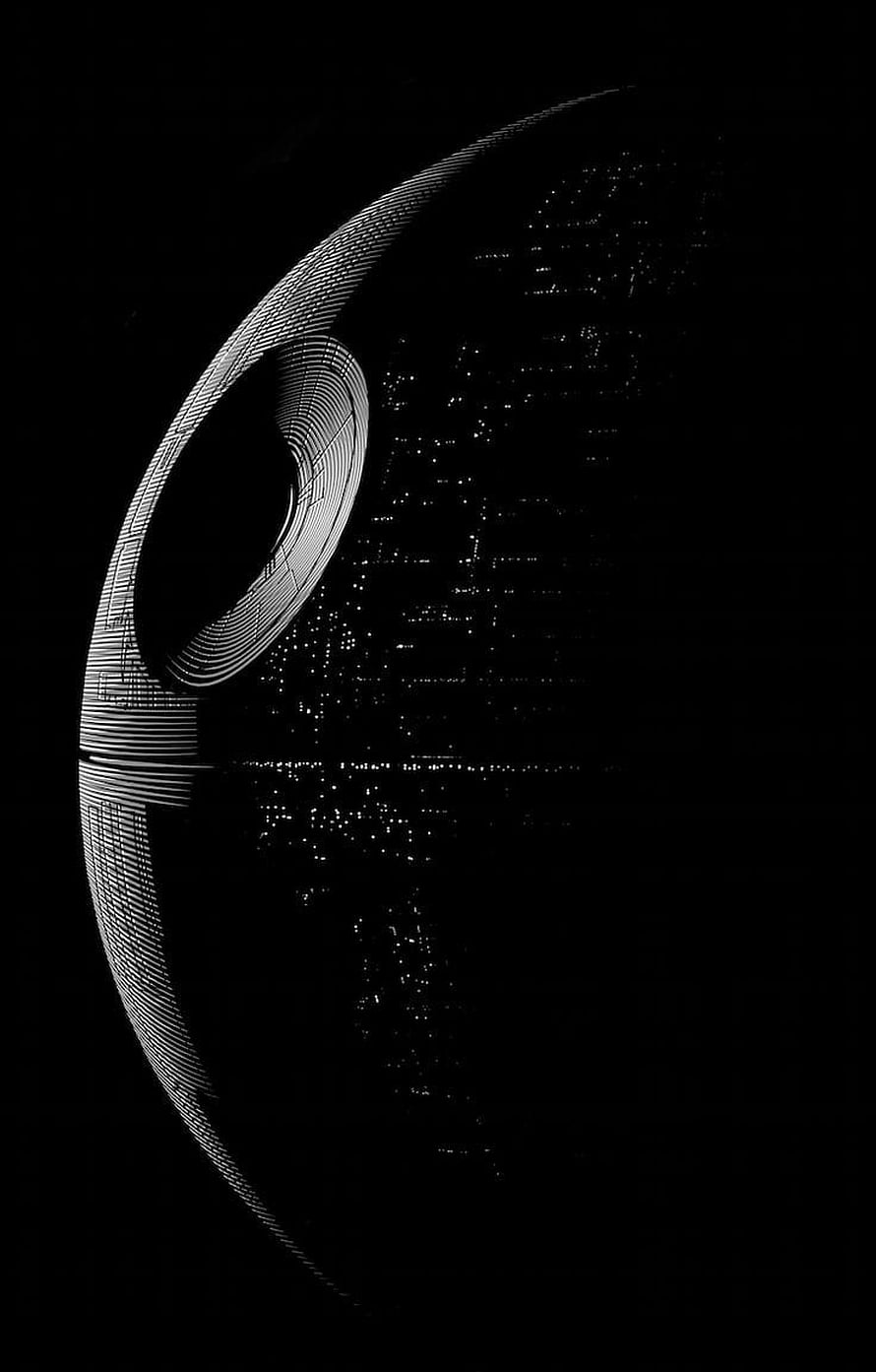 Rogue One Death Star Monochrome Digital Artwork HD phone wallpaper