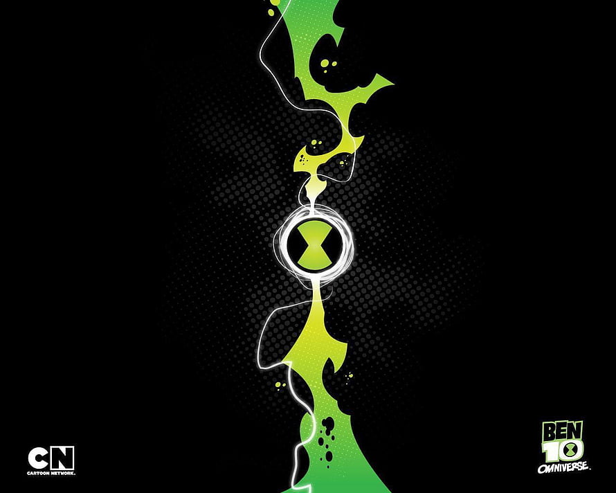 Ben 10 Omnitrix Symbol with Green Energy Design on Black Background HD wallpaper