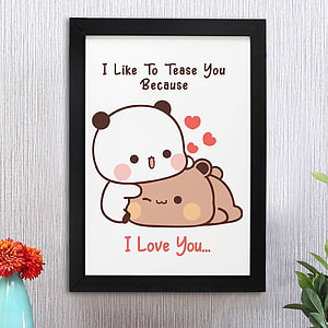 Cute Kawaii Panda and Bear Hugging Wall Art Print with Sweet Love Quote HD phone wallpaper