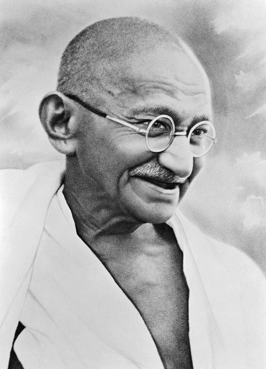 Mahatma Gandhi smiling portrait in white dhoti and round spectacles HD phone wallpaper