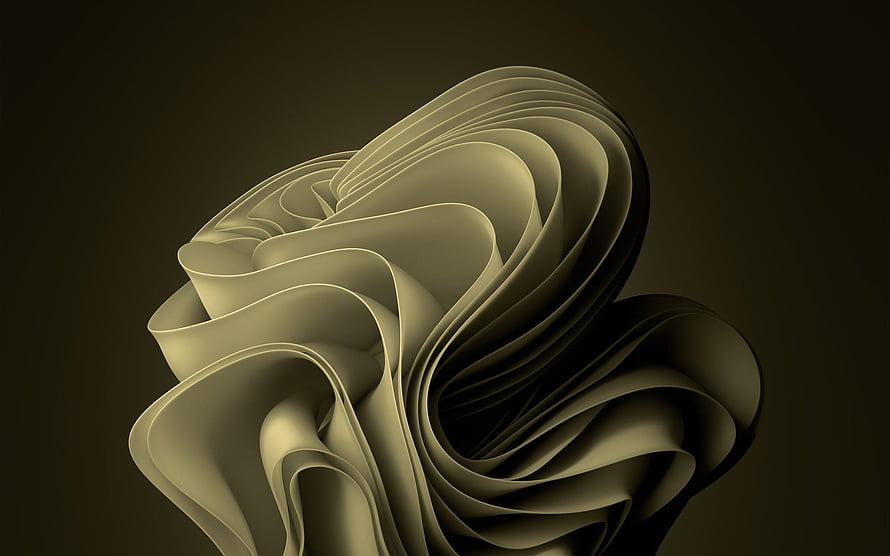 Abstract 3D Gold Ribbon Sculpture on Dark Background HD wallpaper
