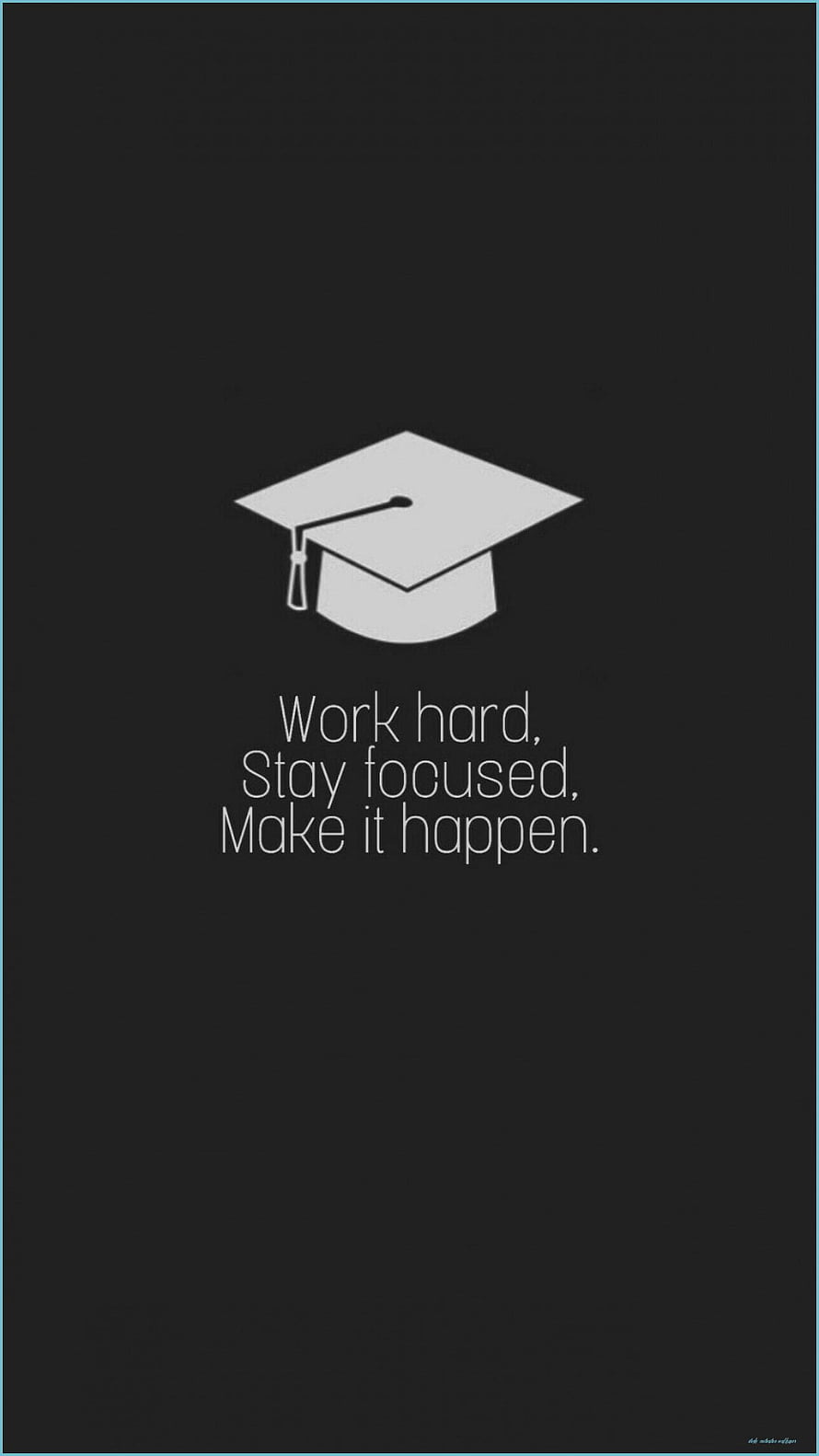 Minimalist Graduation Cap Icon with Motivational Study Quote on Dark Background HD phone wallpaper