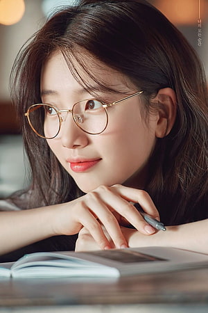 Bae Suzy in While You Were Sleeping with Round Gold Glasses and a Pen HD phone wallpaper