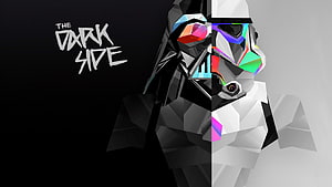 Star Wars Darth Vader and Stormtrooper Low Poly Split Portrait HD wallpaper